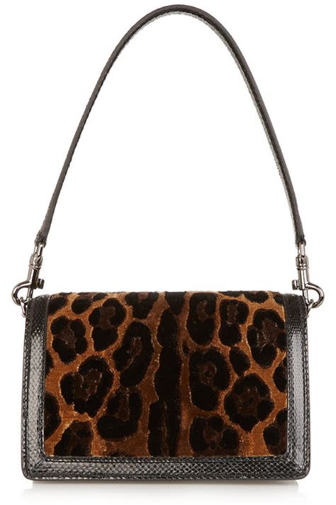 Dolce & Gabbana Animal Print Velvet Shoulder Bag .